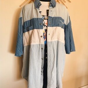 Colorblock Denim Shirt